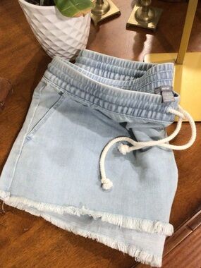 aerie Light Wash Denim Drawstring Shorts, I never wore.